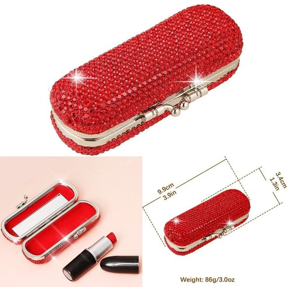 NWT Sparkling Crystal Rhinestone Bling Red Stocking Stuffers Makeup Brus…